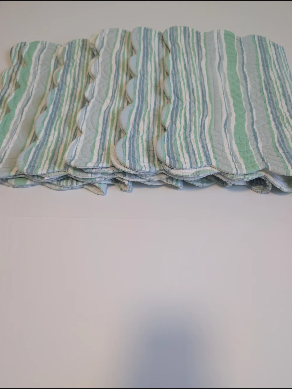 C&F Home Delray Beach Coastal Striped Quilted Placemat Mint Blue White